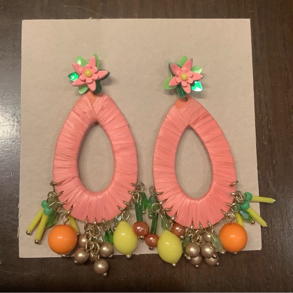 Colorful Teardrop Earrings with Floral Accents